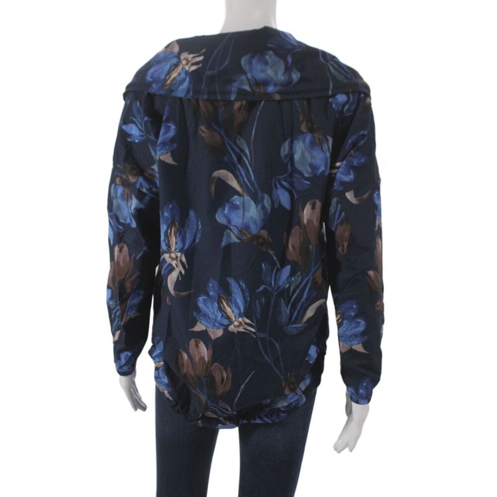 925 Fit Womens Floral Blue Windbreaker Zip Long Sleeve Size XS - Picture 4 of 7
